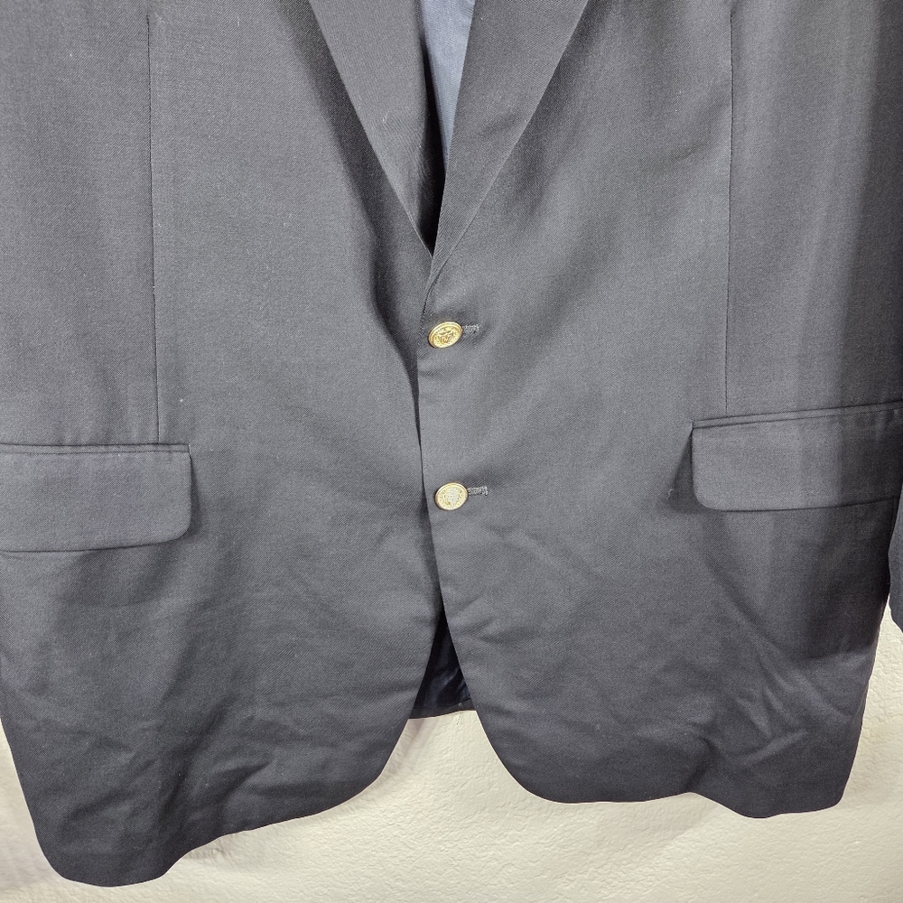H. Freeman & Son 42 Navy Blue Sport Coat Blazer Jacket Solid 100% Wool - Picture 6 of 16
